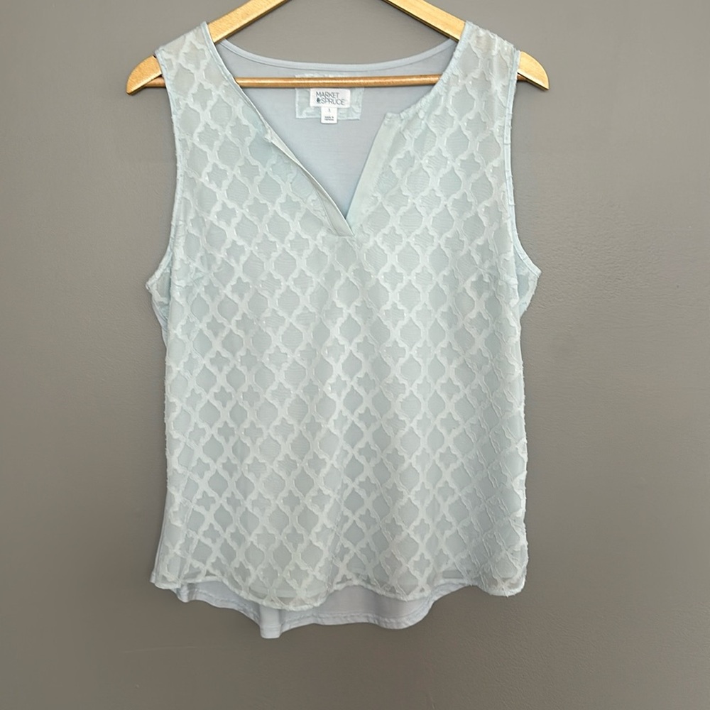 Market & Spruce Ezide Textured Mixed Materials Top, Size Large